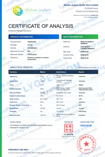 Cagrilintide 10 mg Fabriks-COA för batch skyddad förhandsvisning