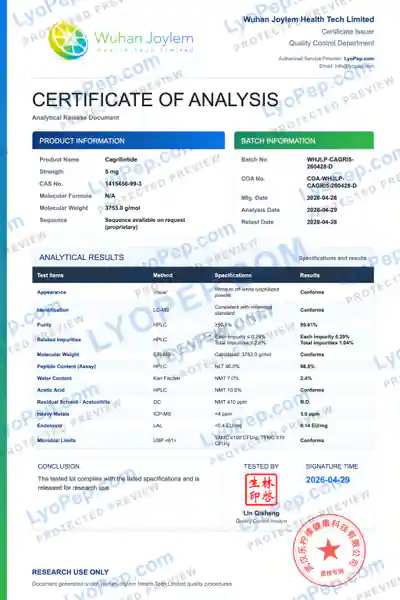 Cagrilintide 5 mg Fabriks-COA för batch skyddad förhandsvisning