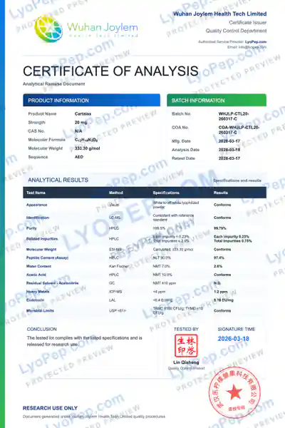 Cartalax 20 mg Fabriksbatch-COA beskyttet forhåndsvisning