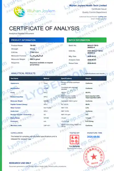 TB-500 10 mg Fabriks-COA för batch skyddad förhandsvisning