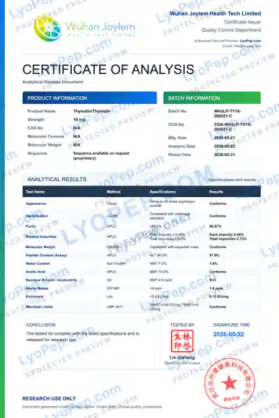 Thymalin 10 mg Fabriks-COA för batch skyddad förhandsvisning